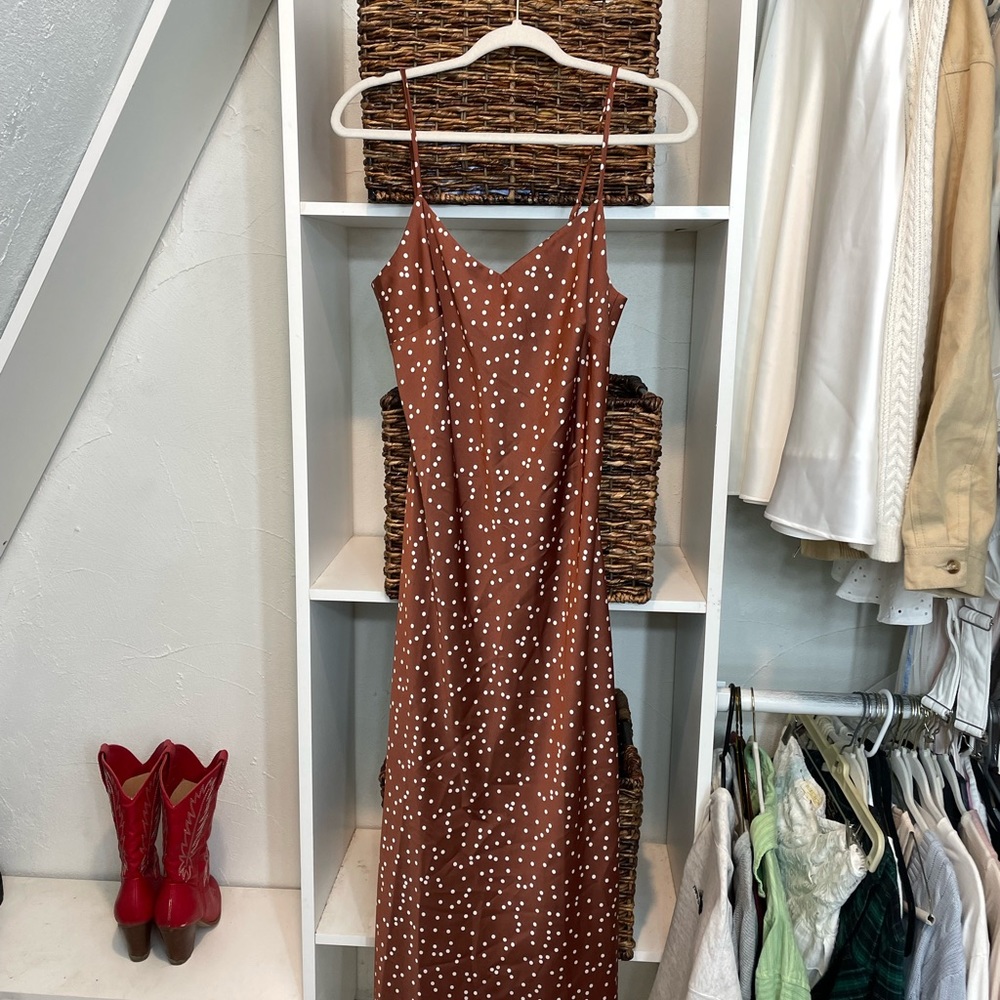 Orange Polka Dot Maxi Dress